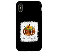 Halloween Orange Citrouille Buffalo Plaid It's Fall Y'all Femmes Coque pour iPhone X/XS