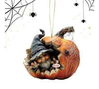 Halloween Ornaments, GNOME Pumpkin Rear View Mirror Accessories, 3.31x3.15x0.12 inches 2D Acrylic Halloween Charm Pendant for Tree, Door, Wall, Backpack, Car Rearview Mirrors, Window, Keychain Decor