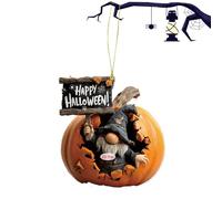 Halloween Ornaments, Gnome Pumpkin Rear View Mirror Accessories, 3.31x3.15x0.12 Inches 2D Acrylic Halloween Charm Pendant for Tree, Door, Wall, Backpack, Car Rearview Mirrors, Window, Keychain Decor
