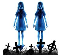 Halloween Outdoor Decor, 2 Pieces Garden Stakes, Spooky Ghost Sign, Eye-Catching Yard Decoration, Ideal for Photo Backdrop, Party, Haunted House, Outdoor Display, 40x11.5cm