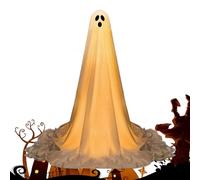 Halloween Outdoor Ghost Decoration, Spooky Light Up Figure, Adjustable Glowing Display, 33.46 inches 64.96 inches, Perfect for Porch, Front Yard, Lawn, Backyard, Haunted House, Home Holiday Decor