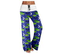Halloween Pantalon Cargo Enfant Fille Large Confortable à imprimé Patchwork Classique et décontracté pour Femme avec Cordon de Serrage Legging Polaire Grossesse(Bleu,XL)