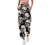 Halloween Pantalon Travail Tactique Femmes Imprimer Bas Pantalons De Survêtement Poches Taille Haute Sportif Gym Athlétique Fit Jogger Short Angleterre(Grey,S)