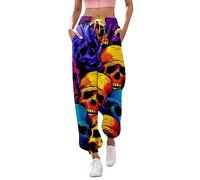 Halloween Pantalon Travail Tactique Femmes Imprimer Bas Pantalons De Survêtement Poches Taille Haute Sportif Gym Athlétique Fit Jogger Short Angleterre(Violet,M)