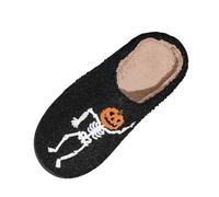Halloween Pantoufles Homme Femme Chaussons En Coton Automne Et Hiver Confort De La Maison Intérieur Chaud Peluche Polaire Semelle Antidérapants Mémoire De Forme 42
