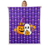 Halloween Party Preference Couverture Canape Halloween Heureux Couverture,Pumpkin Light Halloween Ghost Couverture Polaire,Halloween Party Decor,Couverture de Lit en Peluche sans Sucre 100x130cm