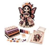Halloween Patch Fabric Craft, Complete Horrible Relaxing Festive Skeleton | Skeleton Girl Design, Fabric Craft Set, Festive Halloween Decor, for Enthusiasts Family Girls Party Game Night Gathering