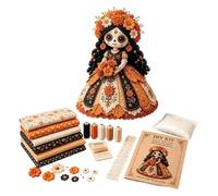 Halloween Patch Fabric Craft, Complete Horrible Relaxing Festive Skeleton | Skeleton Girl Design, Fabric Craft Set, Festive Halloween Decor, for Enthusiasts Family Girls Party Game Night Gathering