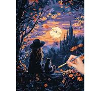 Halloween Peinture Numero Adulte, DIY Paysage Peinture Numero Adulte 40x50cm, Pinceaux et Acryliques, Kits de Coloriage par Numbers pour Adultes Débutants, Décoration Murale, Cadeau Femme, -7295