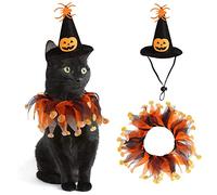 Halloween Pet Costume Cat Cat Witch Hat and Jester Collar Set Pet Cosplay Costume avec col, Ensemble de 2