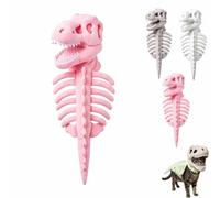Halloween Pet Dinosaur Skeleton Glow in Dark Cat Costume (Pink-S)
