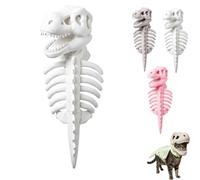 Halloween Pet Dinosaur Skeleton Glow in Dark Cat Costume (White-S)