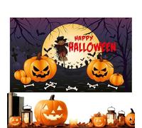 Halloween Photo Backdrop - Happy Halloween Banner, Hallowen Party Backdrops, Spooky Photography Background Party Supplies for Kids Adult Birthday Home Indoor Wedding Decor School Activity