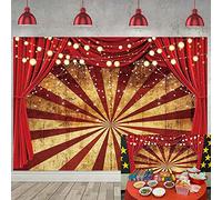 Halloween Photography Backdrop Toile de fond à paillettes dorées pour carnaval, rideau rouge à rayures scintillantes pour fête d'Halloween, fête prénatale, décoration de table, bannière de 2,1 x 1,5 m