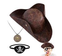 Halloween Pirate Hat, Pirate Hats with Eye Patch, 2.36x3.15in Retro Costume, Easy to Use, Artificial Leather Prop for Adults, Teens, Girlfriends, Mothers, Wives, Family, Halloweens Parties