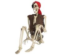 Halloween Pirate Skeleton - ABS Cloth 40cm | Realistic Life Size Human Skeleton With Movable Joints | Scary Pirate Skeletonn Prop For Haunted House Outdoor Yard Garden And Halloween Party Deco