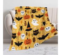 Halloween Plaid Polaire Couverture en Flanelle,Couvertures et Plaids Chaude et Douillet,Élément Citrouille Effrayante,Décoration Chaleureuse et Confortable,pour Les d'halloween(39,4 x 59,1 Pouces)-B