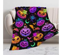 Halloween Plaid Polaire Couverture en Flanelle,Couvertures et Plaids Chaude et Douillet,Élément Citrouille Effrayante,Décoration Chaleureuse et Confortable,pour Les d'halloween(39,4 x 59,1 Pouces)-A