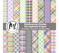 Halloween Plaids Scrapbook Paper Pad: Orange Black Purple Collage Papers, Fall Craft Paper for DIY Card Making, Scrapbooking, Junk Journaling, Mixed ... Arts and Crafts for Kids, 8.5 x 8.5 inch