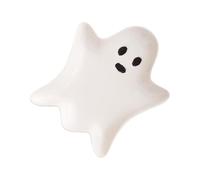 Halloween Plates, Ghost Jewelry Dish Tray, Ceramic Material, Multipurpose Use, Seasonal Decor for Living Room Dressing Table Bedroom Dining Thanksgiving Dinner Serving, 5.2x4.45x0.67 inches