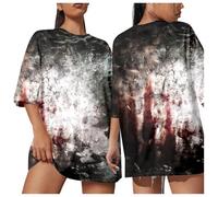 Halloween Pochette Aide Soignante Personnalise T-Shirt imprimé à Manches Courtes et col Rond pour Femme, Haut Chemisier, Chemise d Maillot Ski Homme(Rose,S)