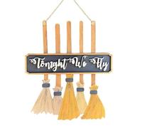 Halloween Porch Sign, Hangable Wooden Decoration, Flying Broom Design, Reusable Wall Decoration, Spooky Home Accent for Window, Homeowners, Ornament Lovers, Event Organizers, 11.81x1.18x9.84 inches