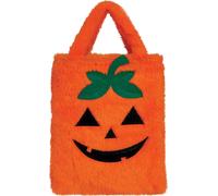 Halloween Potiron Sac Visage de citrouille Peluche Panier de citrouille Design effrayant Sourire Décoration Bizarre Drôle Fête Accessoire Orange Vert Poignée, Couleur : Noir