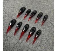 Halloween Press Claw on Nails Long Stiletto Black Red Gradient Gothic Style Witch Vampire Press on Nails Reusable Thick Acrylic Cat Dragon Eagle Claw False Nail Glossy Glue on Nail (XS)