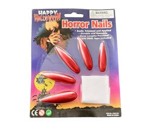 Halloween Press On Nails - 10 Pièces De Long Cercueil De Longs Ongles Avec Des Yeux Fantômes Et Terroristes - Long Coffin Faux Ongle | Stick Acrylique Noir Rouge Brillant Sur Clou | Couverture Complèt