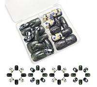 Halloween Press On Nails 24pcs Square Conseils Artificiels Avec Designs Couverture Complète Faux Nails For Women Glues Nail