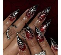 Halloween Press On Nails Amond Faux Effrayants Artificiels Pour Femmes En Forme De Amande Avec Designs Glues Nail