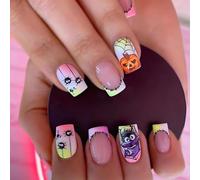 Halloween Presse Sur Les Ongles Carrés Faux Araignées Acryliques Faux Bâtons Complexe Falsive De Collets Ongles