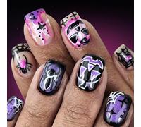 Halloween Presse Sur Ongles Français Conseils Faux Acrylique Carré Fausses Colles Bâton Les Femmes Halloween Presse Ongles