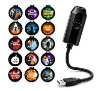 Halloween Projector Light, USB Powered with 360° Flexible Neck | USB Halloween projection lamp with flexible neck, available with 6, 10, 15 or 20 discs(Color15discs)