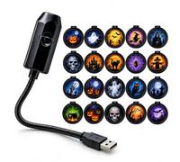 Halloween Projector Light, USB Powered with 360° Flexible Neck | USB Halloween projection lamp with flexible neck, available with 6, 10, 15 or 20 discs(Color20discs)