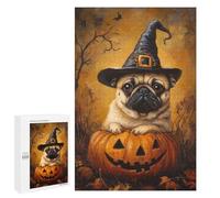 Halloween Pug in Witch Hat Puzzle 1000 Pièces Educa Jouet en Bois Cadeau Unique Décoration Intérieure Jeu Éducatif Challenge Toy Adultes Et Enfants À Partir De 14 Ans 1000 PCS