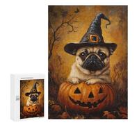 Halloween Pug in Witch Hat Puzzle 1000 Pièces Educa Jouet en Bois Cadeau Unique Décoration Intérieure Jeu Éducatif Challenge Toy Adultes Et Enfants À Partir De 14 Ans 300 PCS