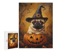 Halloween Pug in Witch Hat Puzzle 1000 Pièces Educa Jouet en Bois Cadeau Unique Décoration Intérieure Jeu Éducatif Challenge Toy Adultes Et Enfants À Partir De 14 Ans 500 PCS