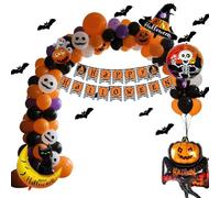 Halloween pull flag ballons set contenant 91 ballons Orange Violet clair blanc noir ainsi que le chapeau de sorcière citrouille chauve - souris pour décor de fête sur le thème de l'horreur
