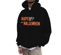 Halloween Pull-Over Graphique Sweat Capuche Homme à en Polaire pour Hommes et Femmes, nouveauté, Cool, drôle, avec Poches, 2025 Pull sur(Le Noir,S)