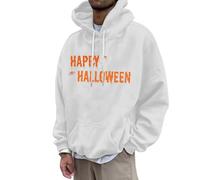 Halloween Pull-Over Graphique Sweat Capuche Homme à en Polaire pour Hommes et Femmes, nouveauté, Cool, drôle, avec Poches, 2025 Pull sur(Blanc,M)