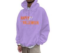 Halloween Pull-Over Graphique Sweat Capuche Homme à en Polaire pour Hommes et Femmes, nouveauté, Cool, drôle, avec Poches, 2025 Pull sur(Violet,3XL)