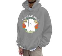 Halloween Pull-Over Graphique Sweat Capuche Homme à pour Hommes et Femmes, Sweat-Shirt Polaire 3D, nouveauté, Cool, drôle, avec Poches, 2025 Zip(Grey,S)