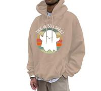 Halloween Pull-Over Graphique Sweat Capuche Homme à pour Hommes et Femmes, Sweat-Shirt Polaire 3D, nouveauté, Cool, drôle, avec Poches, 2025 Zip(Kaki,S)
