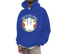 Halloween Pull-Over Graphique Sweat Capuche Homme à pour Hommes et Femmes, Sweat-Shirt Polaire 3D, nouveauté, Cool, drôle, avec Poches, 2025 Zip(Bleu,3XL)