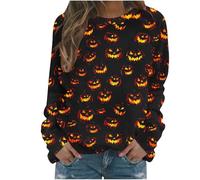 Halloween Pulls Molletonnés Fermeture Éclair Pour Femmes T-shirt décontracté imprimé à col rond élégant et hommes, tenue confortable quotidien, parfait avec Blouse Physique Chimie(Orange,3XL)