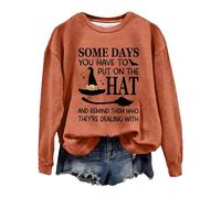 Halloween Pulls Surdimensionnés pour Femmes Sweat-Shirt d Femmes, t-Shirt Graphique avec Lettres Halloween, surdimensionnés, Hauts Amples Pull Plaid Homme(Orange,XXL)