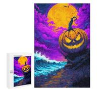 Halloween Pumpkin Beach Scene Puzzle 1000 Pièces Educa Jouet en Bois Cadeau Unique Décoration Intérieure Jeu Éducatif Challenge Toy Adultes Et Enfants À Partir De 14 Ans 1000 PCS