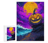 Halloween Pumpkin Beach Scene Puzzle 1000 Pièces Educa Jouet en Bois Cadeau Unique Décoration Intérieure Jeu Éducatif Challenge Toy Adultes Et Enfants À Partir De 14 Ans 300 PCS