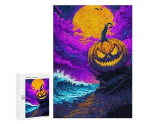 Halloween Pumpkin Beach Scene Puzzle 1000 Pièces Educa Jouet en Bois Cadeau Unique Décoration Intérieure Jeu Éducatif Challenge Toy Adultes Et Enfants À Partir De 14 Ans 300 PCS